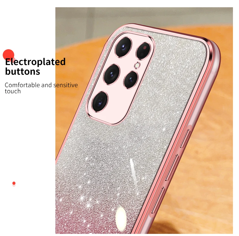 Gradient Glitter Electroplated Case For Samsung Galaxy S24 S23 S22 S21 S20 FE Plus Note 20 Ultra Soft TPU Silicone Back_voghion.com