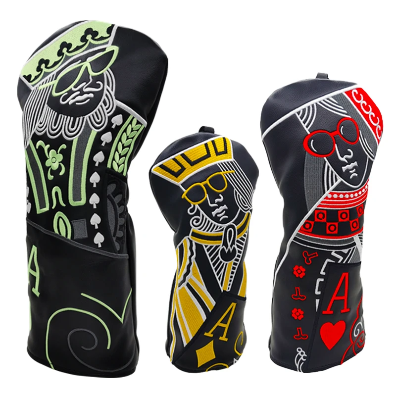 Golf Club Head Covers Golf Putter Head Covers JQK #1 #3 #5 Wood Headcovers Driver Fairway Woods Cover PU Leather Putter Head Covers