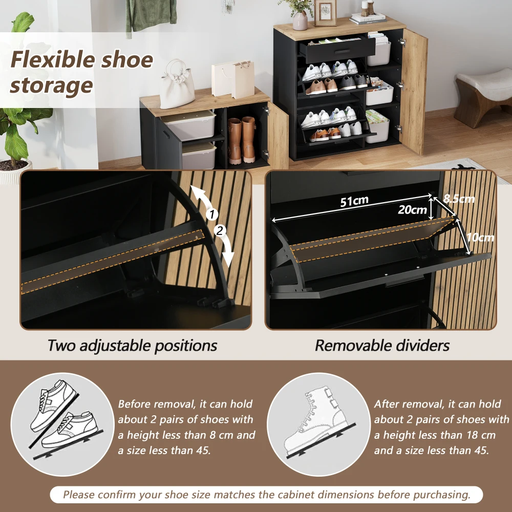 Kleiderschrank-Set, Kleiderschrank, Kommode, Schuhschränke, Kleiderschrank mit Spiegel, Hutablage und Haken, Schuhschrank mit Schuhbank – Detail 6