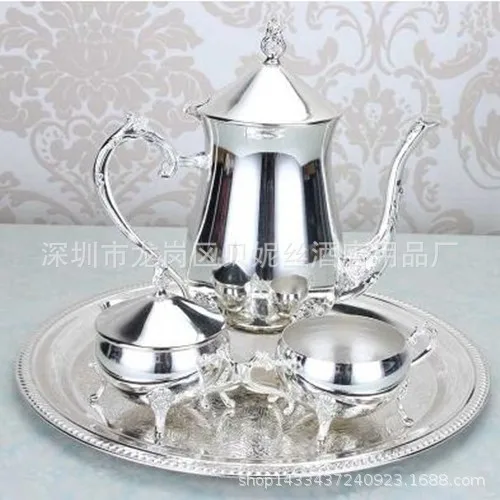 

European-style zinc alloy wine set silver-plated 4-piece coffee wine set