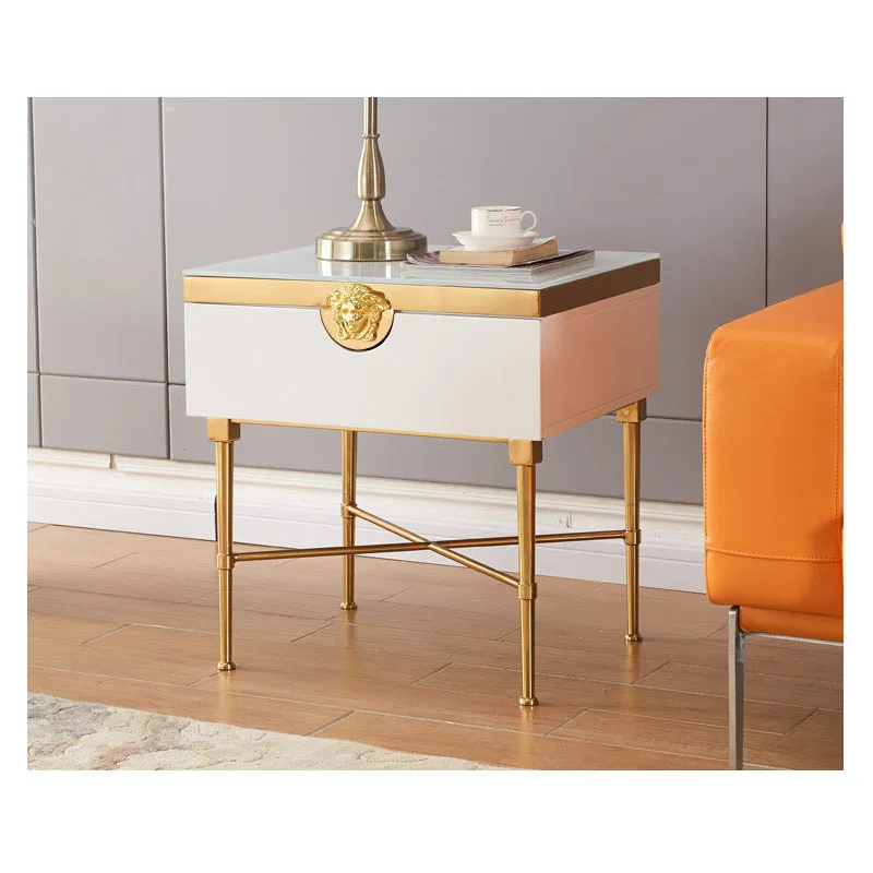 Stainless steel corner a few sides light luxury post-modern sofa table coffee square living room model |
