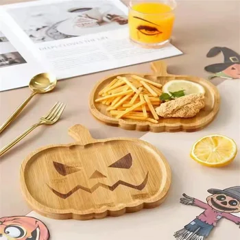 Fruit Plate Ghost Pumpkin Christmas Tree Wooden Tray Holiday Party Plate Tableware Dried Fruit Snacks tray Layout Props 2