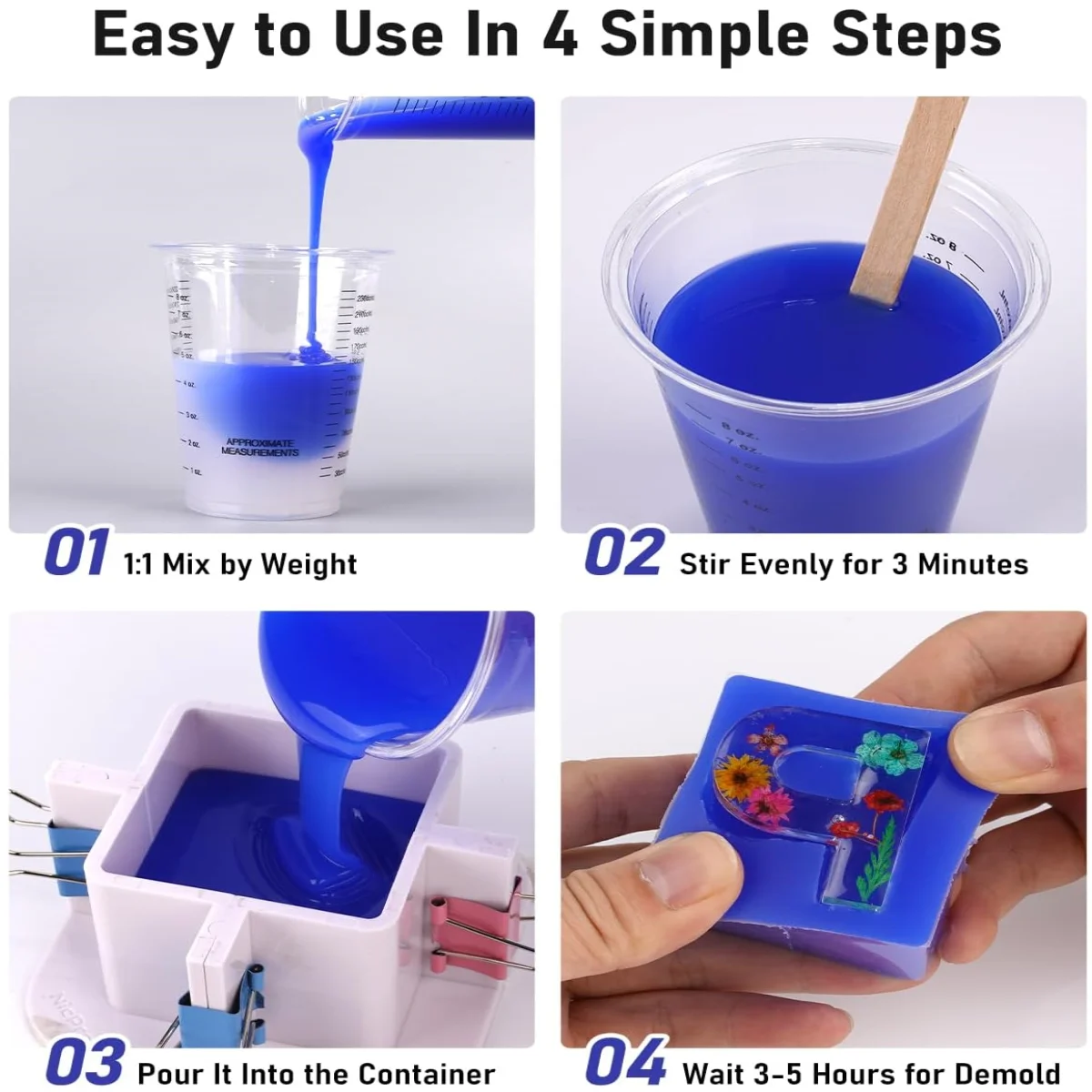 Ultra-Fast Curing Silicone Mold Making Kit for Creative Projects (32oz/6.76oz)