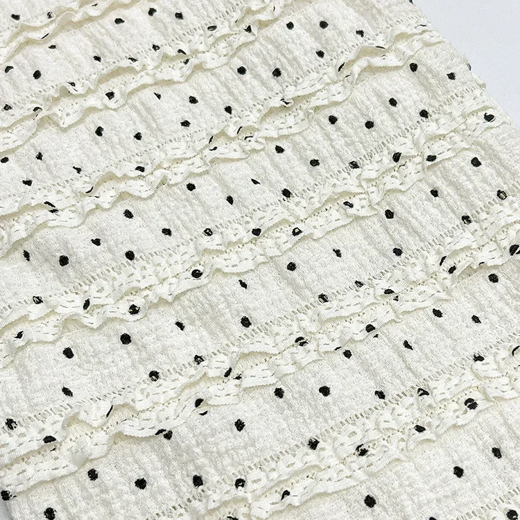 Elastic Polka Dot Lace Fabric Wide Leg Pants Skirt Children's ClothingAccordion Pleat Wood Grain Edge Fabric Design