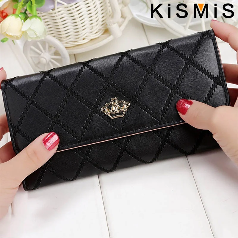 KISMIS Wallets for Women Cute Pink Pocket Womens Wallets Purses Plaid PU Leather Long Wallet Hasp Phone Bag Money Coin Pocket Ca - 2