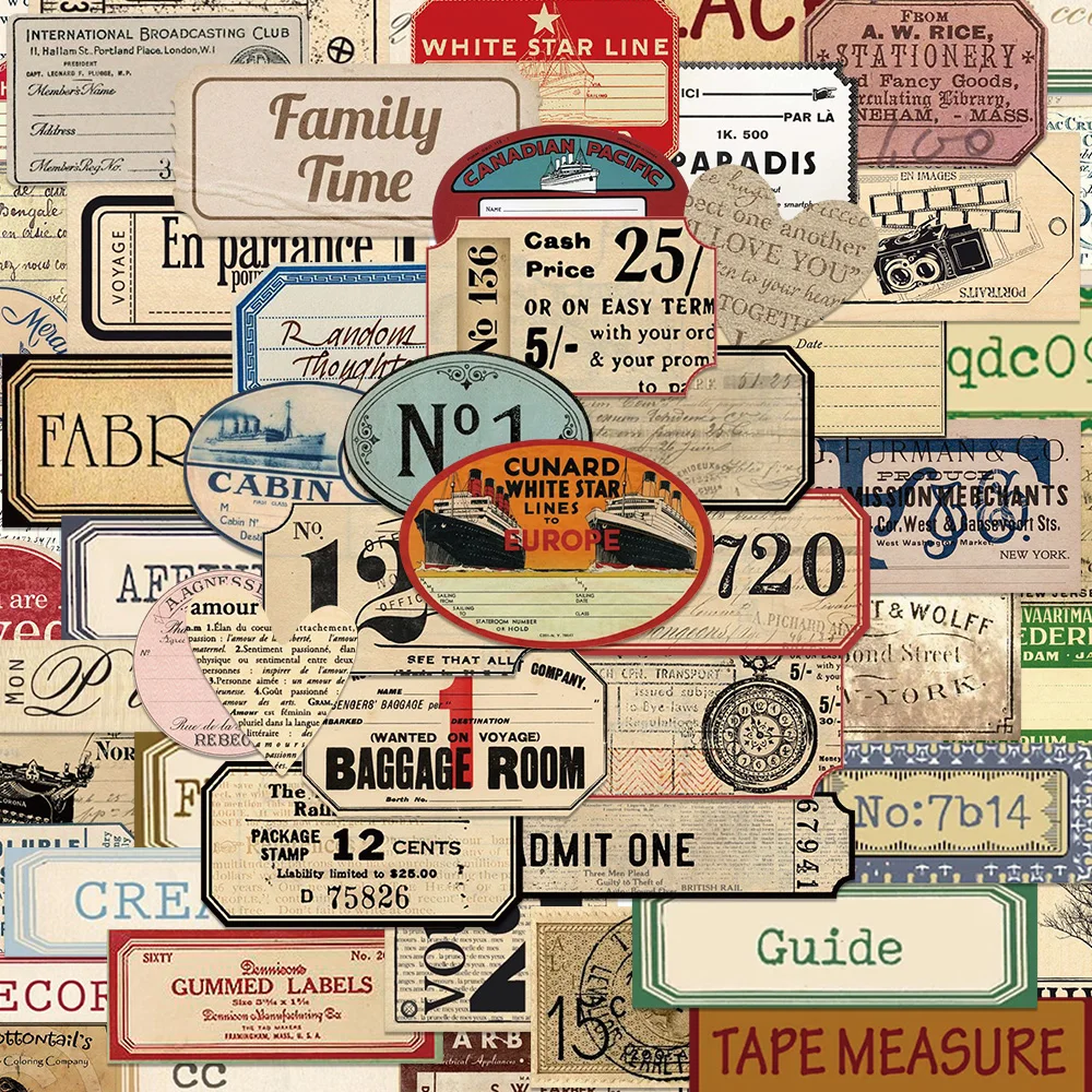 Pack of 50 Retro Decorative Stickers