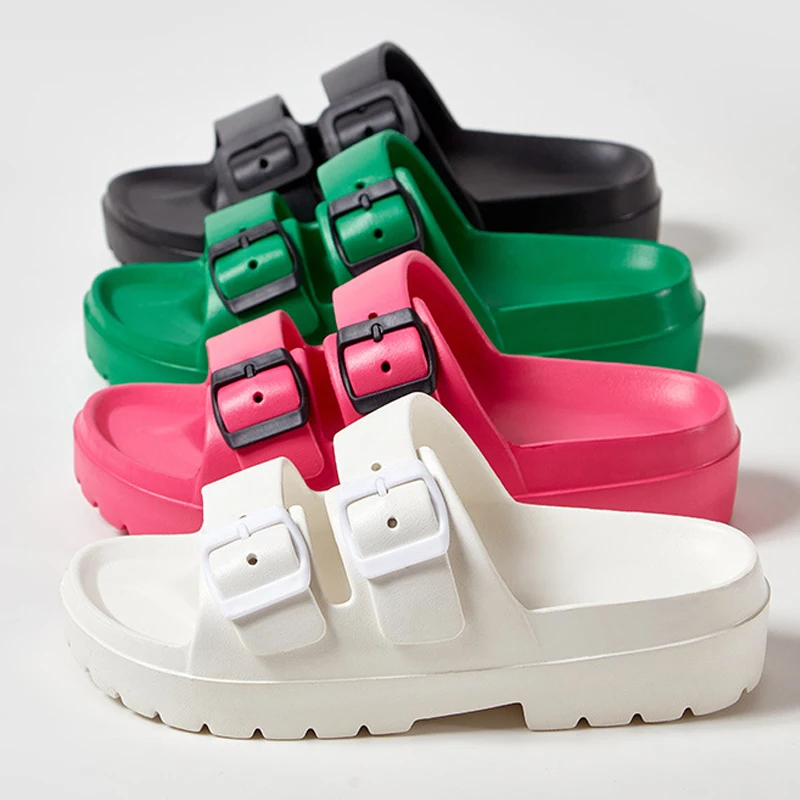 Shevalues Women's Platform Sandals 2025 Summer New Outdoor Anti-slip Beach Slippers With Double Buckle Women Fashion EVA Slides 3