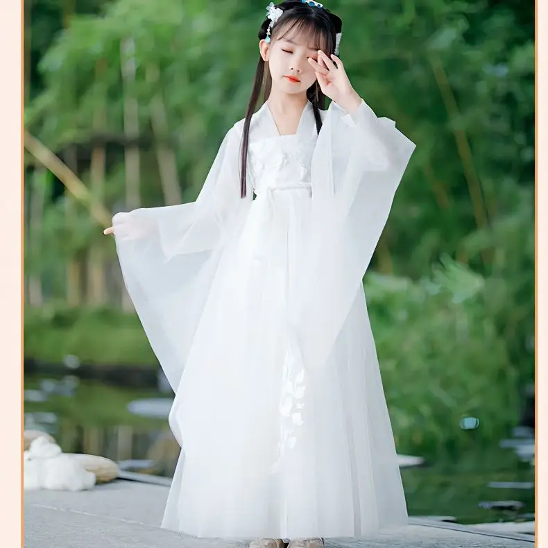 

Girls Hanfu Ru Skirt New Children's Ancient Clothing Flowing Guzheng Skirt Chinese Style Super Immortal Hanfu Dress for Girls