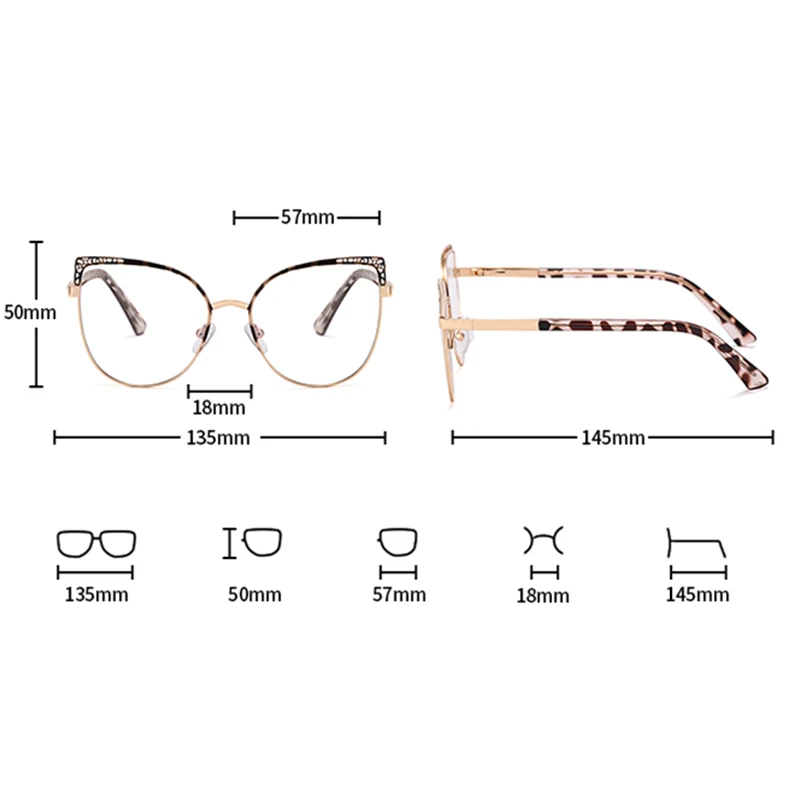 Hotony Blue Light Blocking Glasses Frame New Hot Women Fashion Alloy Eyeglasses Optical UV400 Prescription Female Spectacles 3