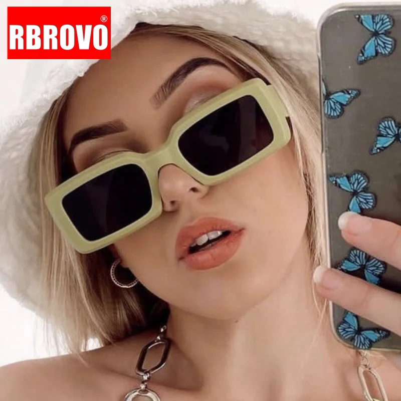 

2023 прямоугольные солнцезащитные очки RBROVO, женские модные очки, женские/мужские уличные маленькие квадратные очки с УФ-защитой, женские солнцезащитные очки