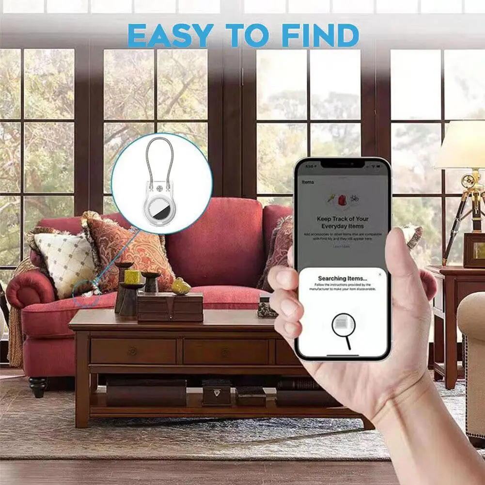 Per Airtag Secure Holder Con Cavo Metallico Air Tag Lock Chain Chain Bagaglio Tag Per S B6X2