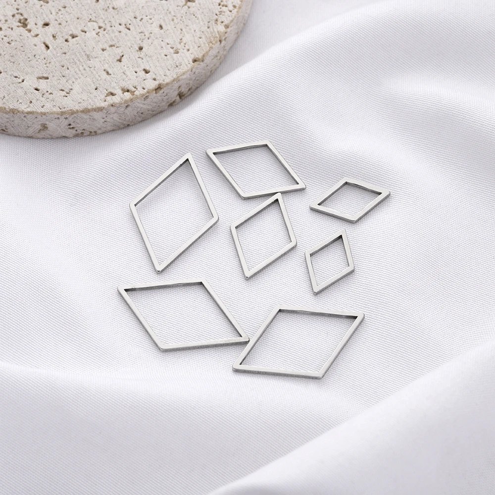 

20Pcs Stainless Steel Rhombus Open Resin Bezel Frame Charms For Pressed Molds DIY Earrings Necklace Jewelry Making Supplies