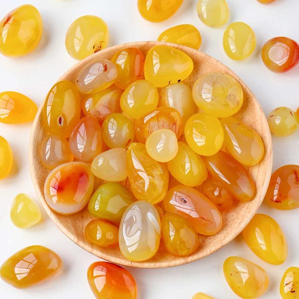 50g/bag Natural Polished Yellow Agate Tumble Stone Healing Pocket Crystal Gravels FishTank Decor Mineral Garden Ornament