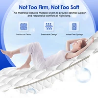 Матрас AUTHMIC толщиной 22 см, 7-зонная поддержка, средняя твердая дышащая кровать, карманный матрас для облегчения боли в спине, удобный сон — изображение 4