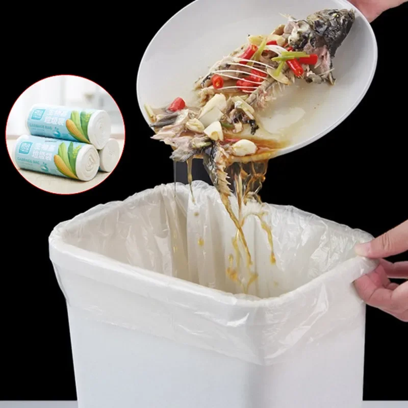 Trash Bags Disposable Trash Bags Garbage Bags Flat Mouth Bio-Based Degradable Garbage Bag Disposable Toilet Cleaning Kitchen Garbage Bag Thickened Plastic
