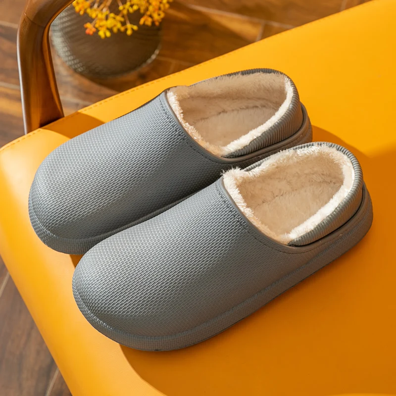

Мужские и женские домашние тапочки, водонепроницаемые теплые тапочки для дома, повседневные пушистые Тапочки большого размера для пар, зима 2023