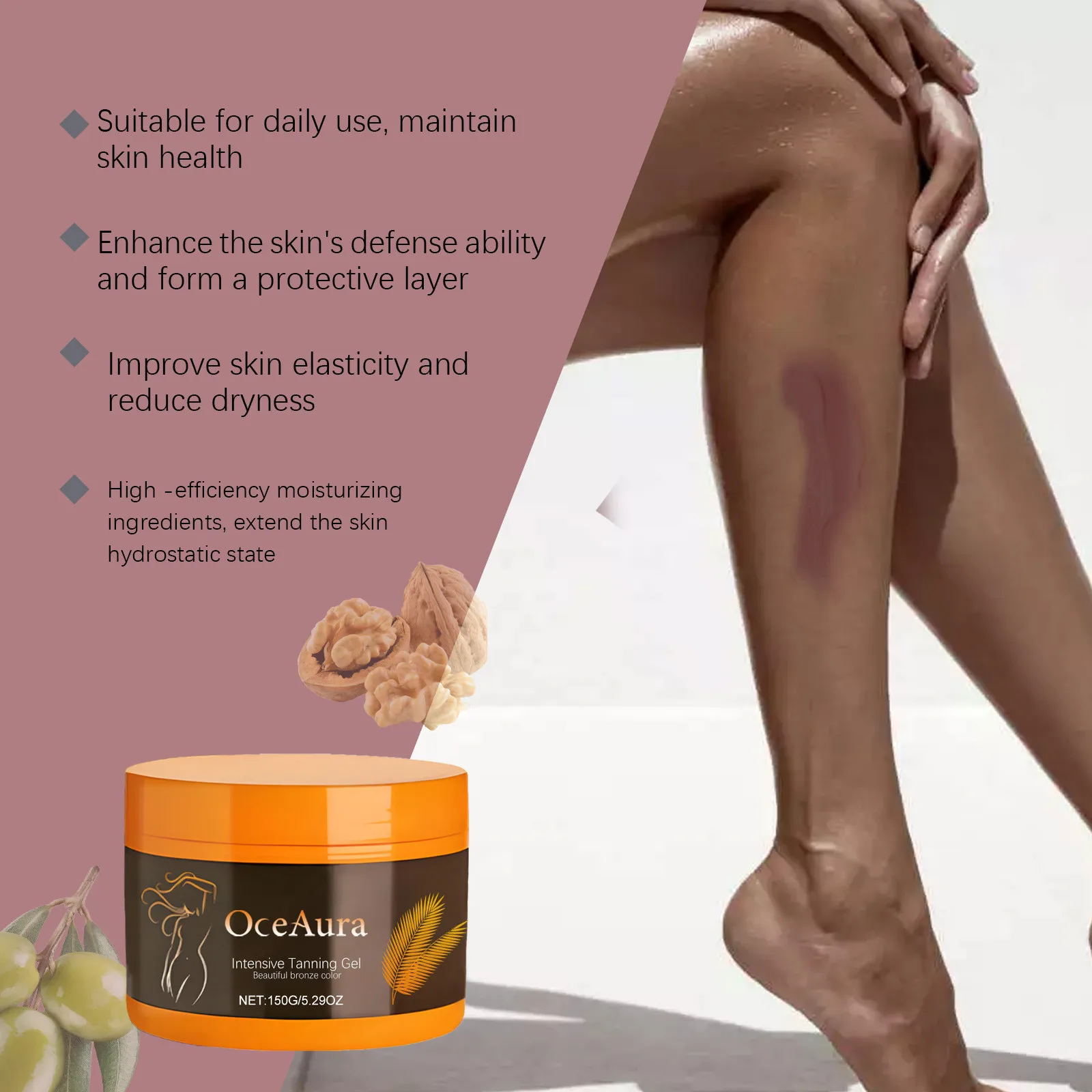 Intensive Tanning Gel Brown Face Nourishing Solarium Self Tanner Long Lasting Bronzing Body After Sun Tanning Accelerator Cream
