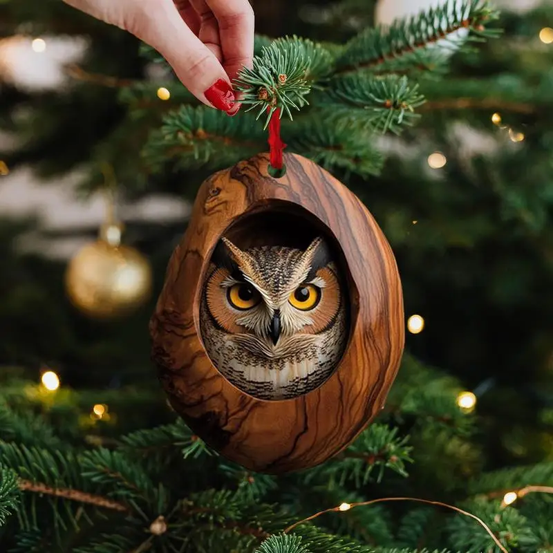 Animal Christmas Ornaments 2D Cute Christmas Acrylic Pendant Animal Raccoon Owl Squirrel Hedgehog Bunny Bird Wildlife Ornaments christmas decorations