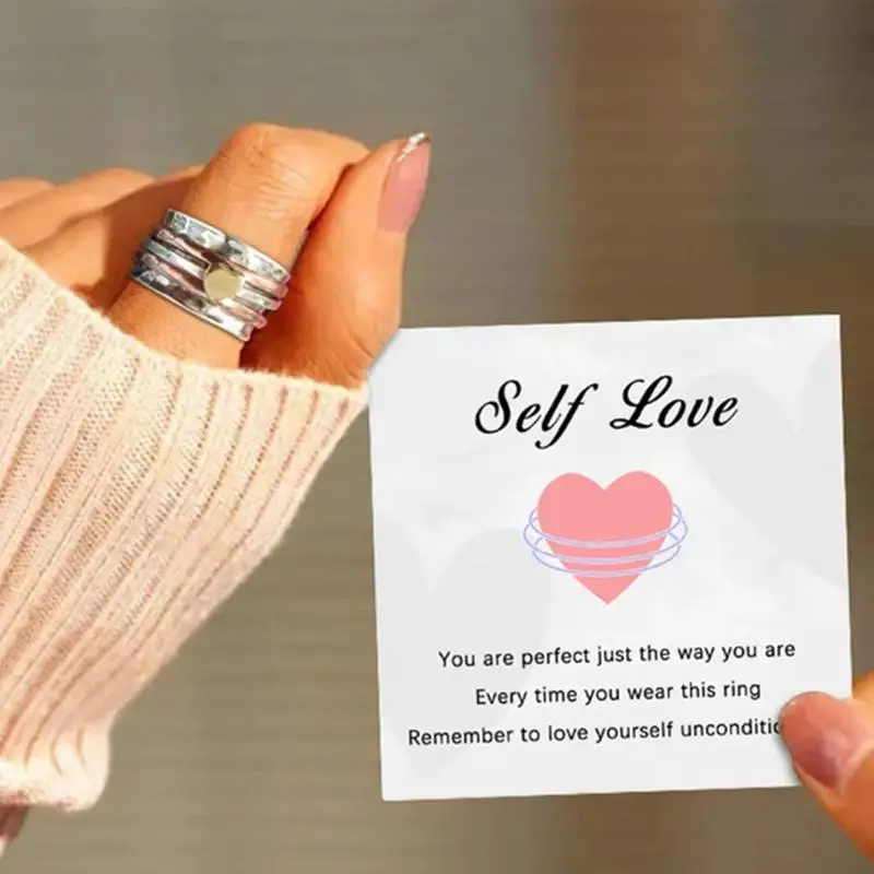 Self Love Spinner Rings For Women Fashion Heart Rings anello rotante Heart Design regali di compleanno per le donne.