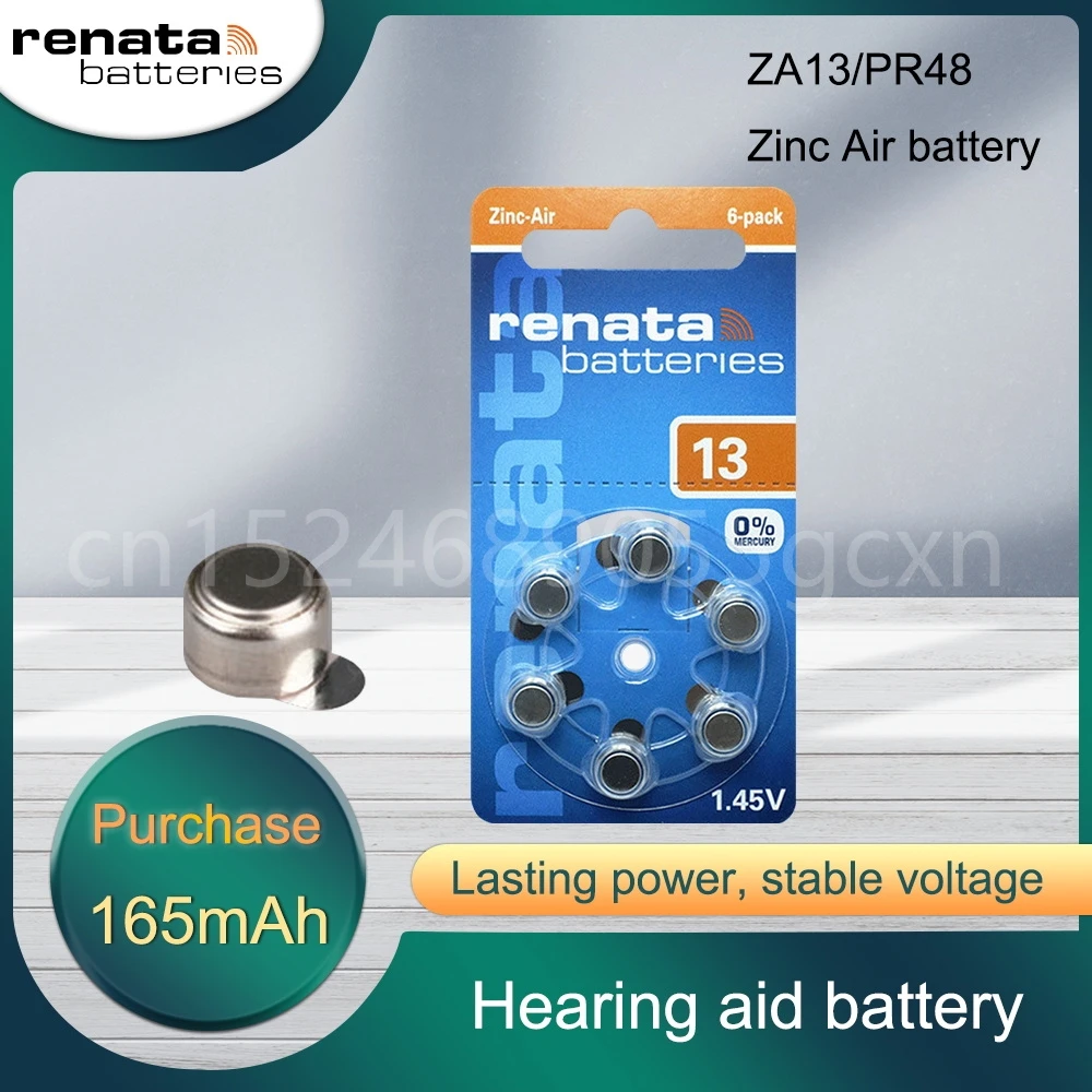 RenataHearingAidBatterieszincairbatteryA1313Ae13ZA1313PR48