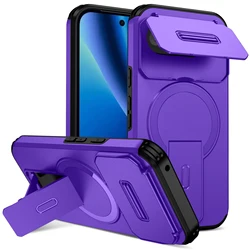 Premium Armor Phone Case with Slide Camera Lens Protector and Magnetic Wireless Charging Feature - Google Pixel 8 Pro (PURPLE)
