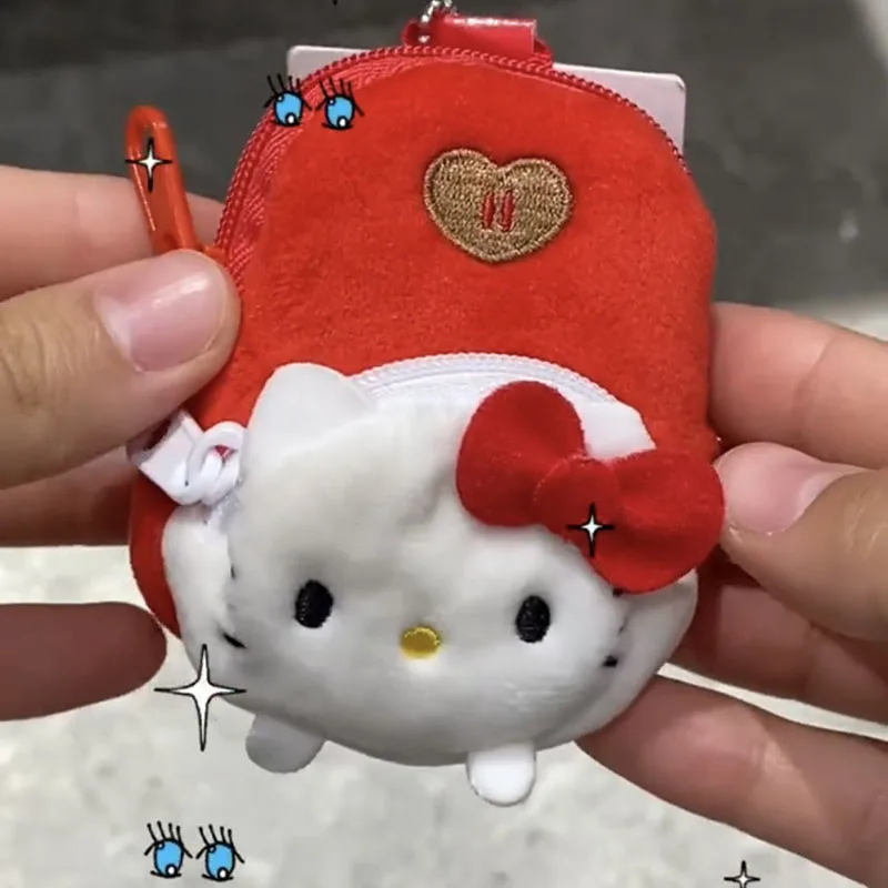 

Сумка для наушников Sanrio Hello Kittys, милый мультяшный мини-рюкзак, трехмерная плюшевая кукла, сумка для хранения, игрушка, подарок для девочки