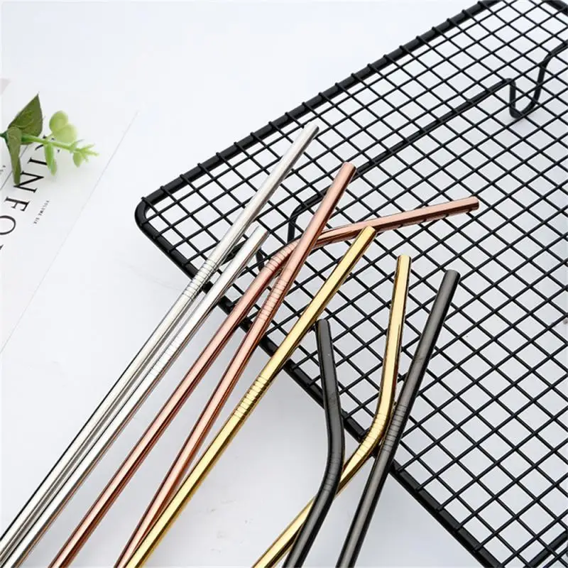 Tea Drinking Tube Reusable Milk Drinkware Rainbow Color 304 Stainless Steel Drinkware Accessory Color Straw Healthy Creative
