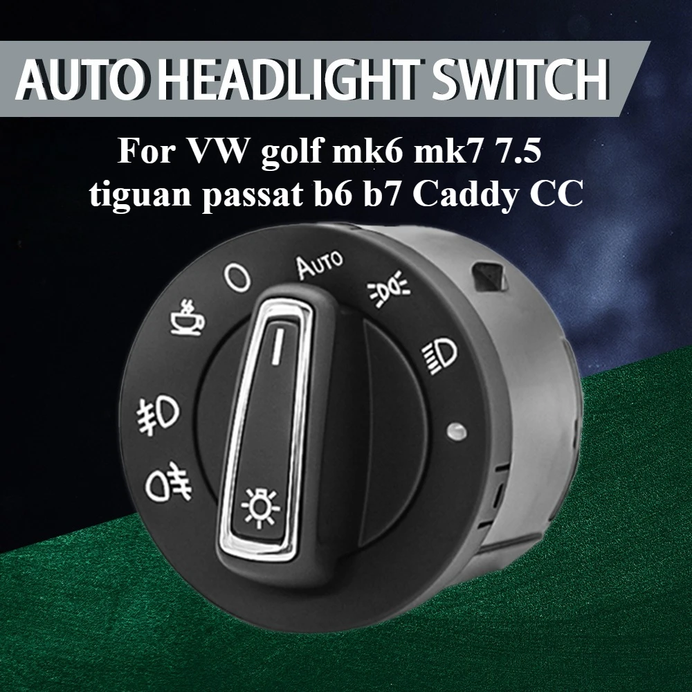 LED Automatic Headlight Switch Fog Light Button Sensor For VW Golf Jetta 5  MK6 Polo Touran Compatible With For Passat For Tiguan For Caddy 車のヘッドランプヘッドライトフォグラ