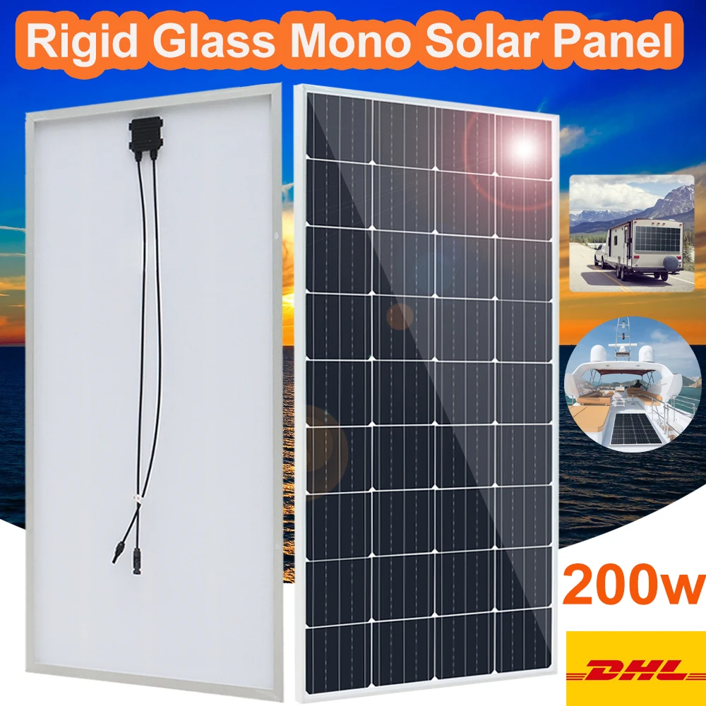 Kit Panneau Solaire Rigide 200W Dokio - Avec Régulateur Et Câble - Neuf