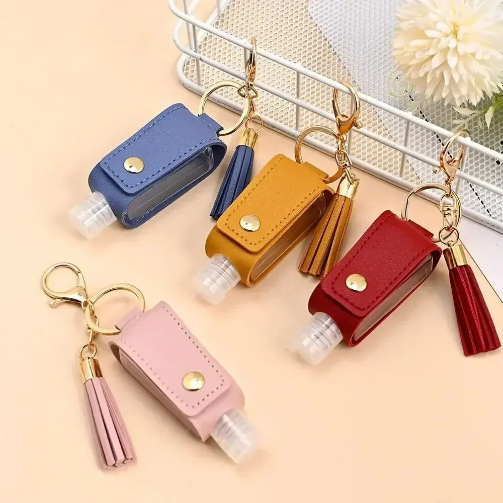 Universal Leakproof Hand Sanitizer Bottle Leather Keychain Empty Travel Bottle Portable Refillable Containers