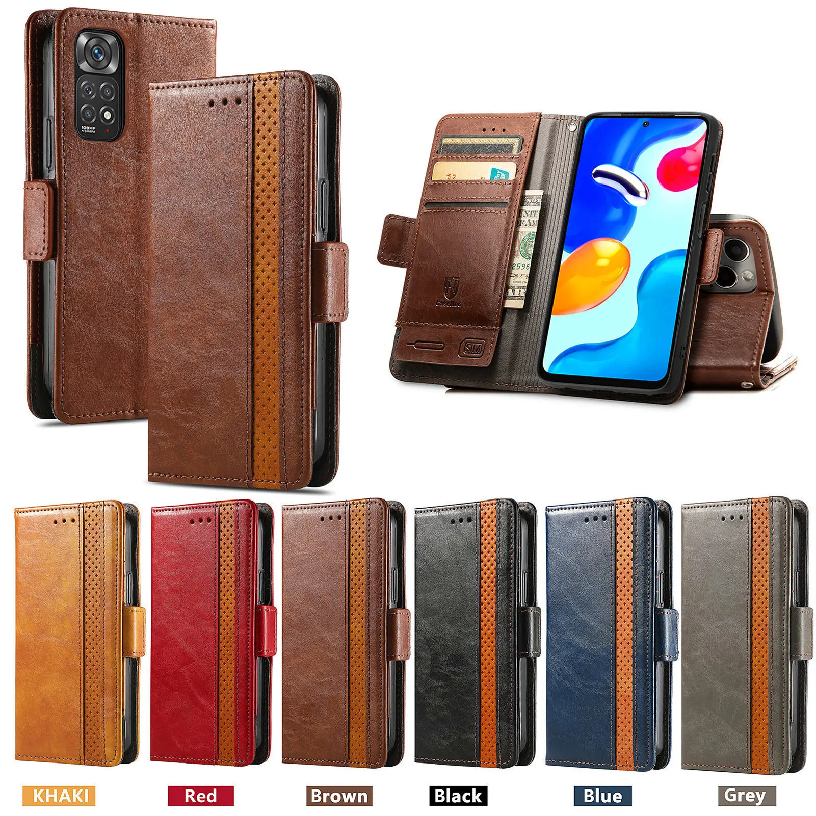 RFID Blocking Leather Wallet Case with Wireless Charging and Card Slots