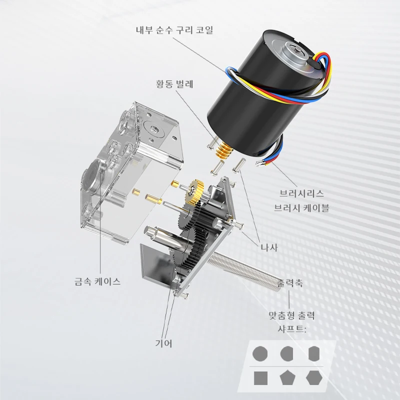 스레드 장축 터빈 웜 DC 감소 모터, 높은 토크, 정방향 및 역방향 브러시리스 모터, 5840-3650-M8, 12V, 24V