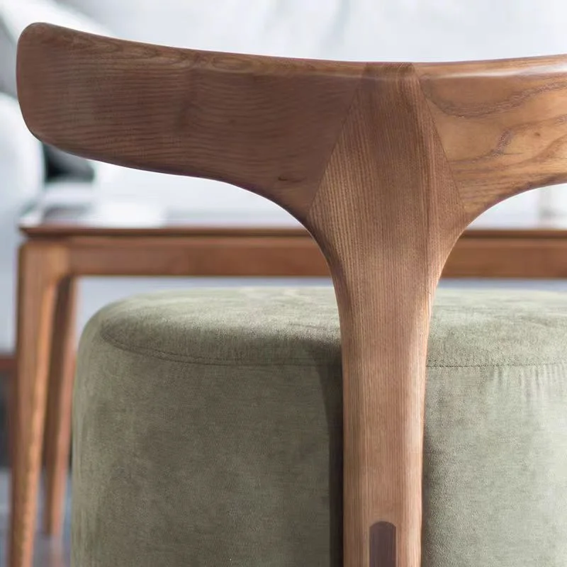 Nordic Solid Wood Vanity Stool Designer Creative Backrest Shoe Changing Stool Luxury Premium Modern Living Room Balcony