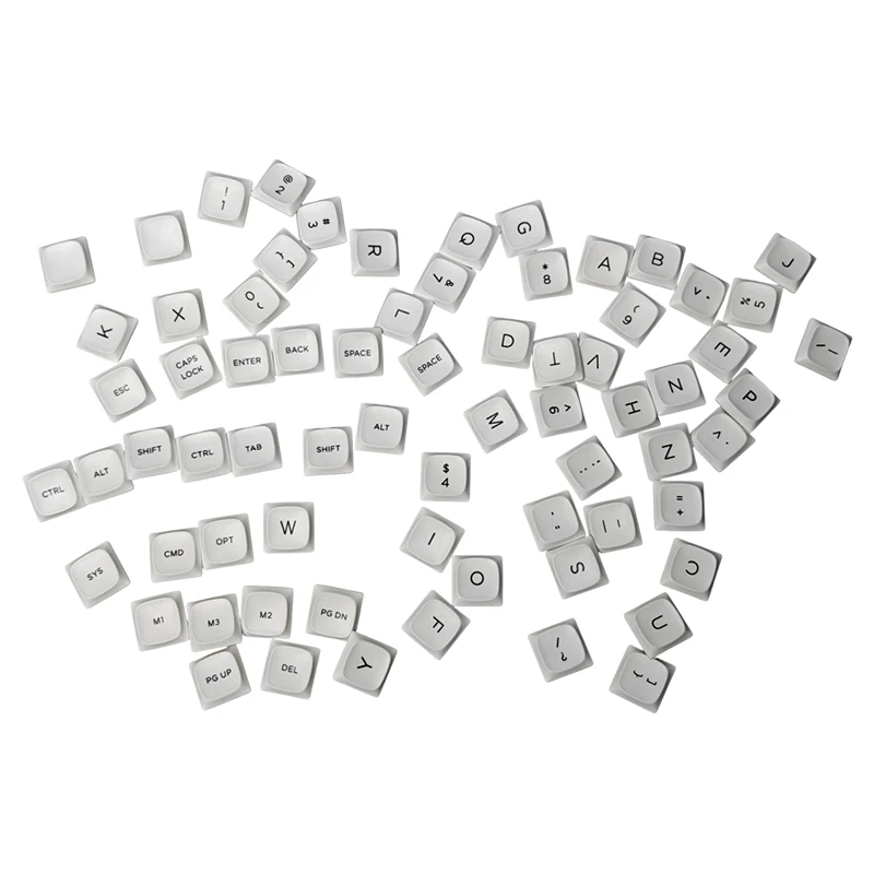 70Key Chocfox CFX PBT Keycaps Set Black White Transparent Ultra Thin Low Profile 1u Keycap for Kailh Choc V1 Mechanical Keyboard