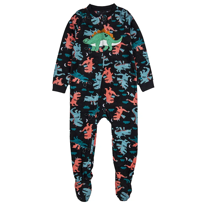 Children's fleece boys and girls jumpsuits with feet jumpsuits rompers warm pajamas spring autumn and winter onesie pajamas
