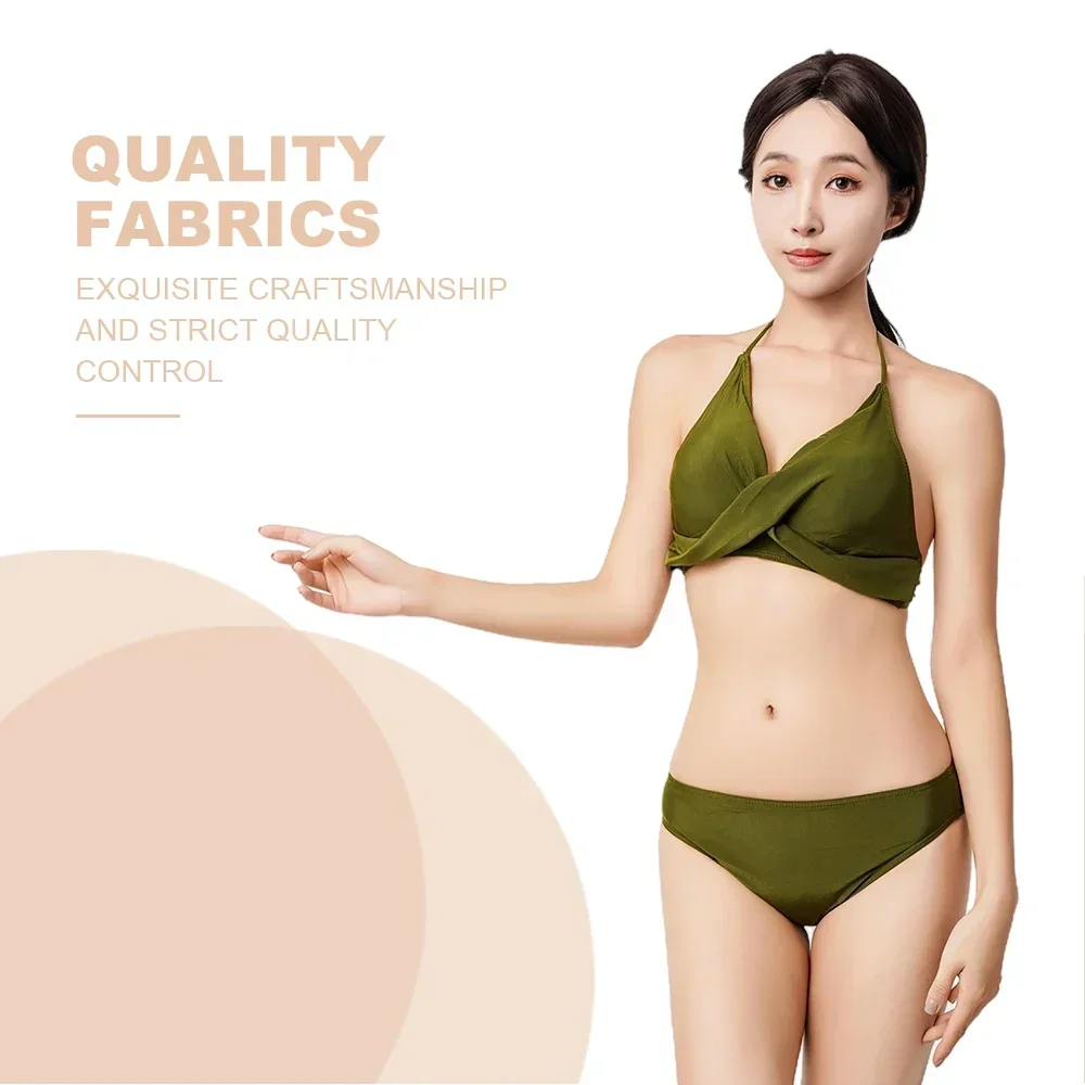 Sexy Women Padded Bikini Set Two Piece Summer Bathing Suit Korean Swimwear Surf Beachwear V-Neck Female Swimsuit Biquinis