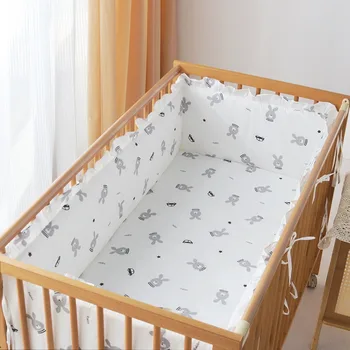 5 pezzi di cartoni animati per culla, set di biancheria da letto, arredamento per la camera, paraurti per lettino in cotone per bambini (4 paraurti + lenzuolo)