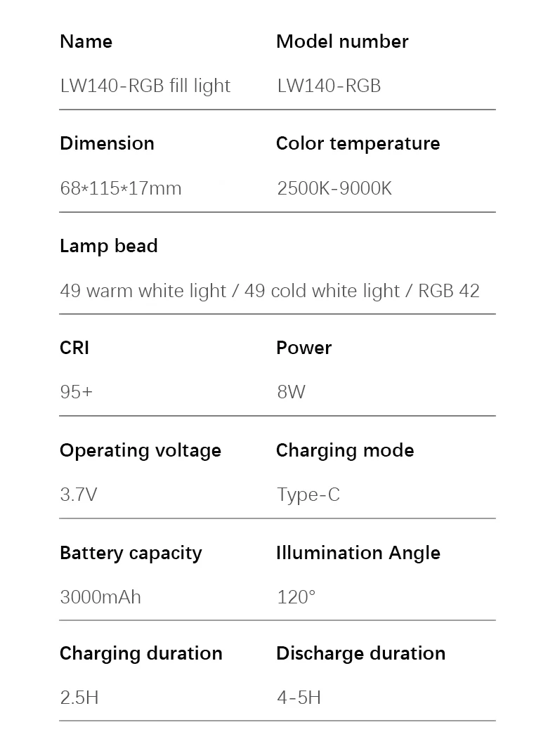 YELANGU-RGB LED Video Light, W140 Camera Light,