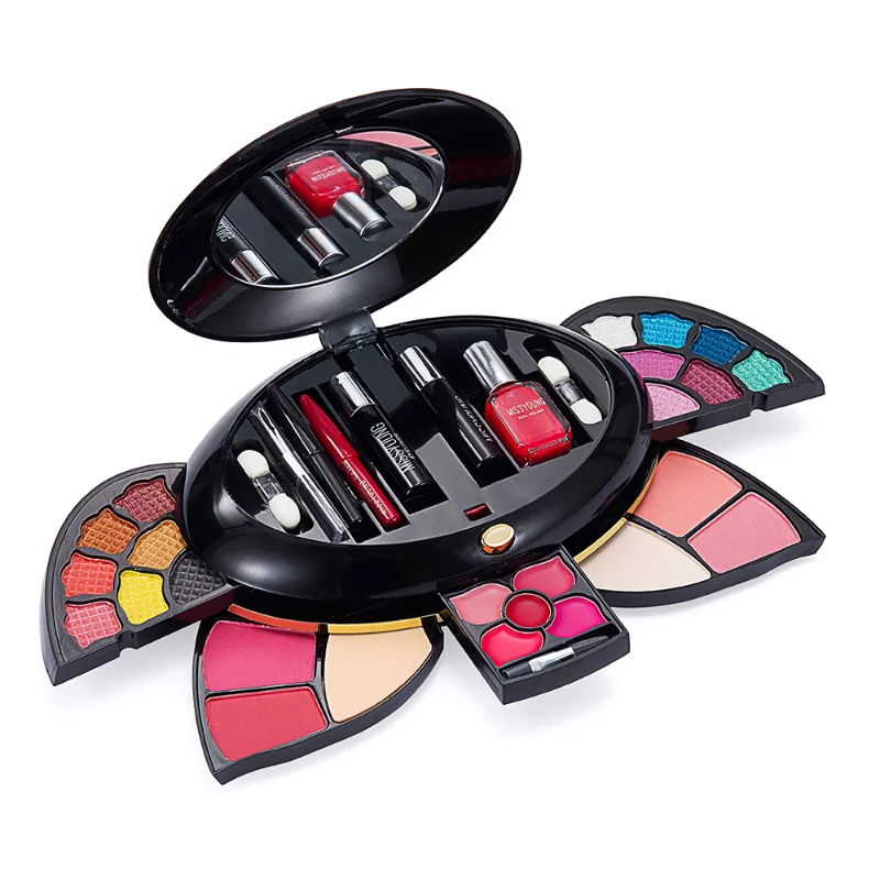 Lip Gloss Eye Shadow Blush Mascara Nail Polish Brushes Makeup Sets Party Show Makeup Kit Full Professional Set