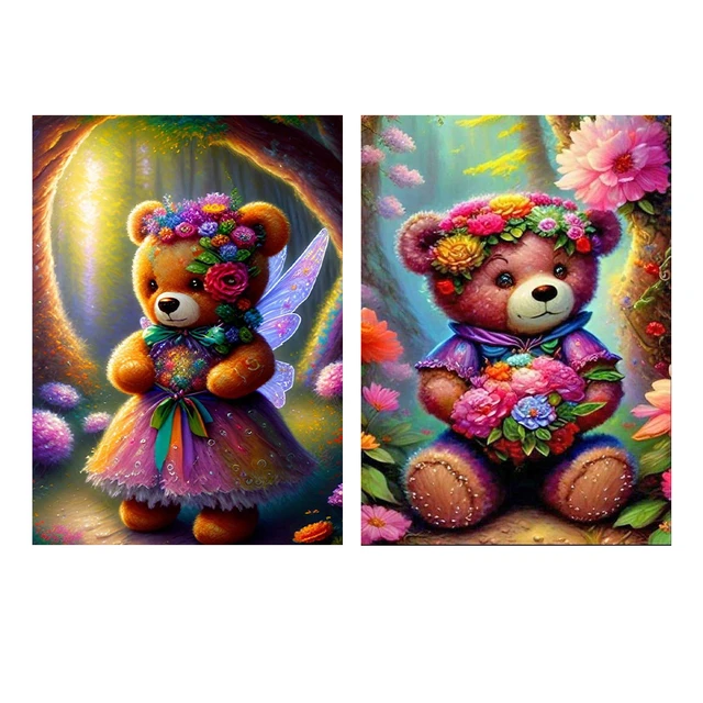 5D Colorful Bear, Full Canvas Diamond Painting Kits