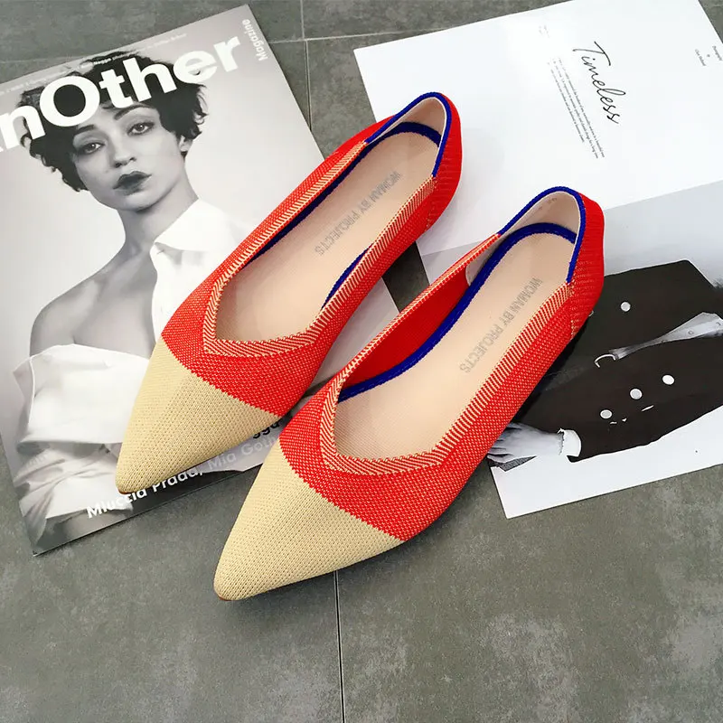 2022 New Women Shoes Ballet Flats Pointed Toe Boat Shoes Woman Fashion Loafers Mixed Colors Slip-On Espadrilles Ladies Shoes