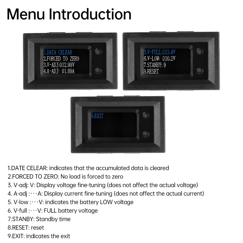9 in 1 DC 4-30V 전력계 전압계 전력 분석기 LED 디지털 DC 전기 계량기 감지기 다기능 테스터 전력계