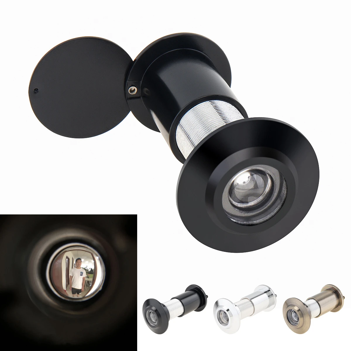 Alloy 200 Degree with Rotating Privacy Cover Door Viewer Peephole for Home Office Hotel 1.8inch to 3inch Doors Thickness Door door peephole