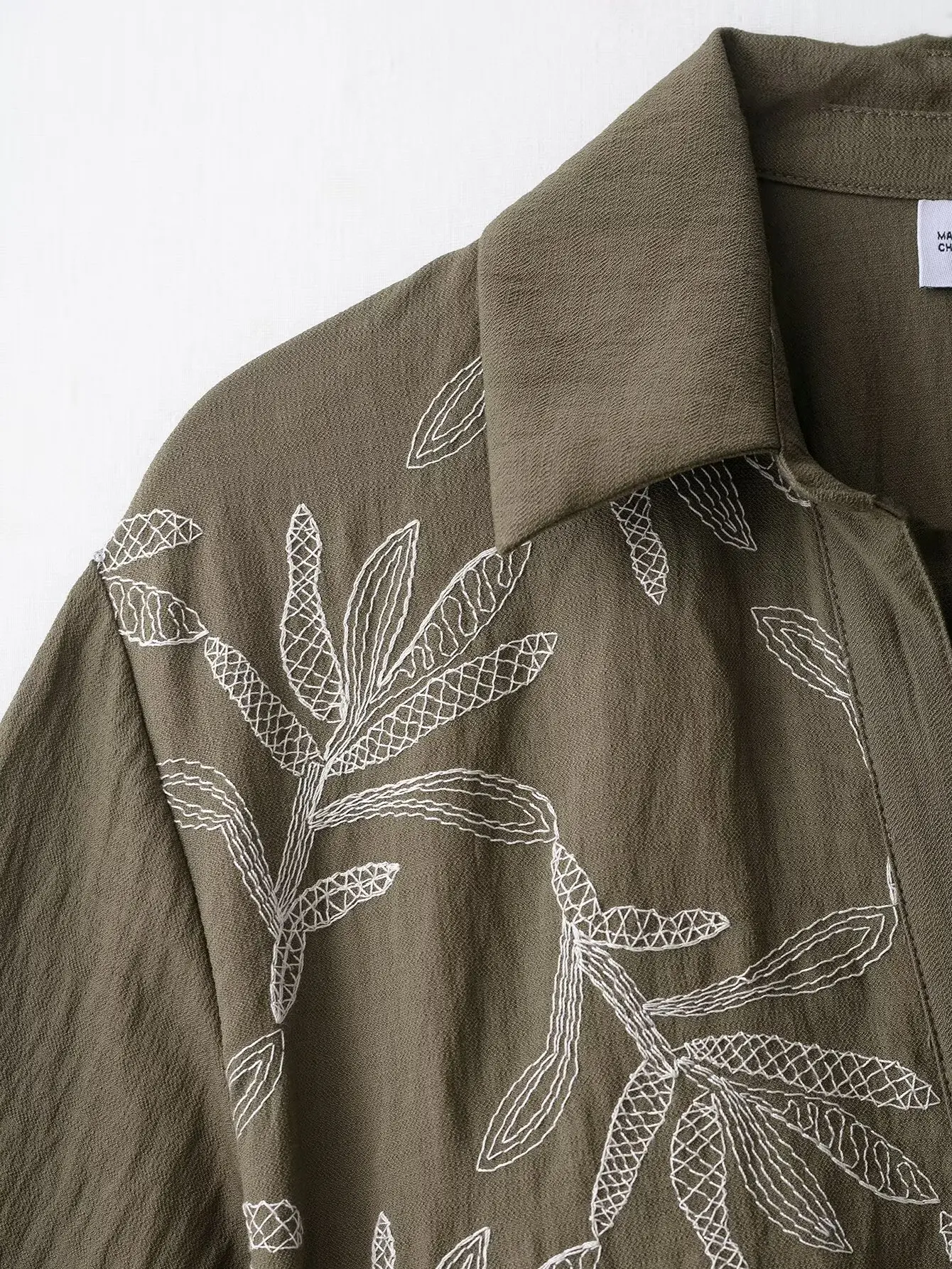 Women Shorts Set Retro Casual Style 2025 Autumn Chic Women Embroidered Army Green Short-Sleeved Shirt Or Mini Shorts