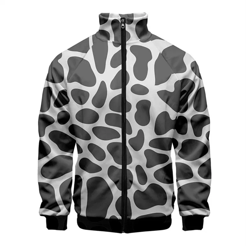 Chaqueta de cuello alto con estampado 3D de piel de serpiente de moda para hombre, abrigo de manga larga para ocio callejero, chaquetas de gran tamaño con cremallera, ropa de abrigo para hombre