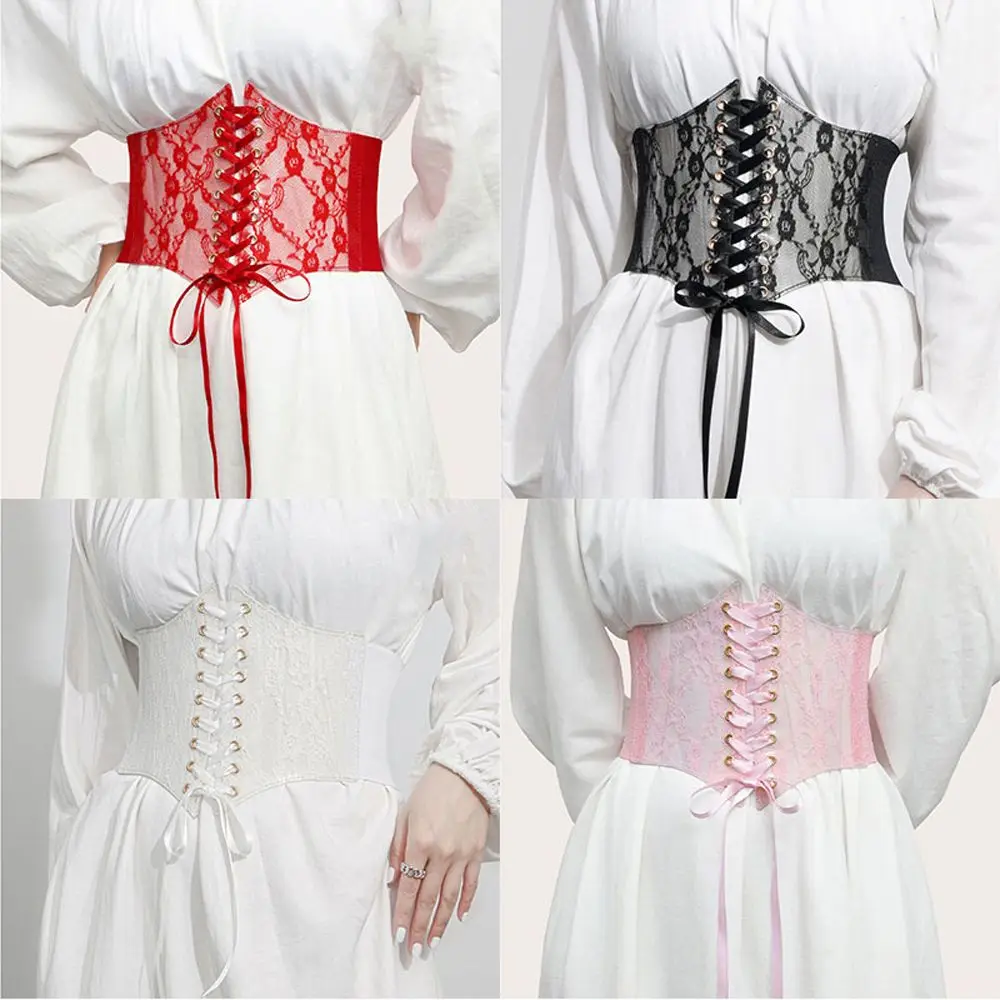Femme Elastic Women Waist Bandage Outfits Dress Girdle Harness Waistband Lace Corset Belt Waist Corset Cummerbunds