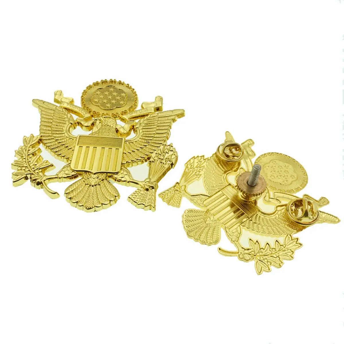 . US Army Officer Golden Eagle Cap Badge Insignia Pin U.S. Army Peaked Cap Badge