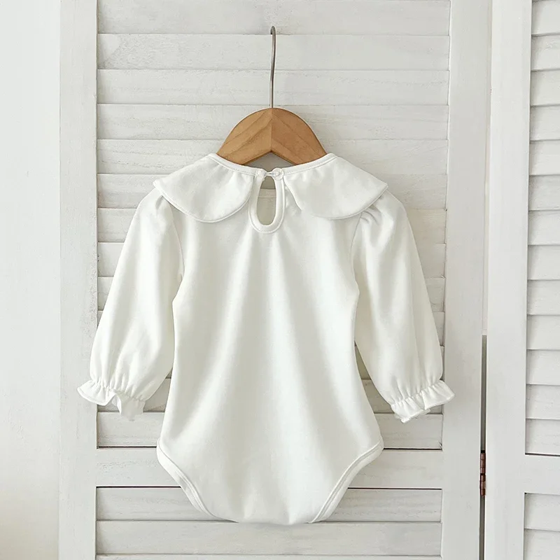 Baby Boys Girl Jumpsuit Autumn Newborn Romper Long Sleeved Solid Color Cotton Splicing Toddler Baby Girl Romper Children Clothes 2