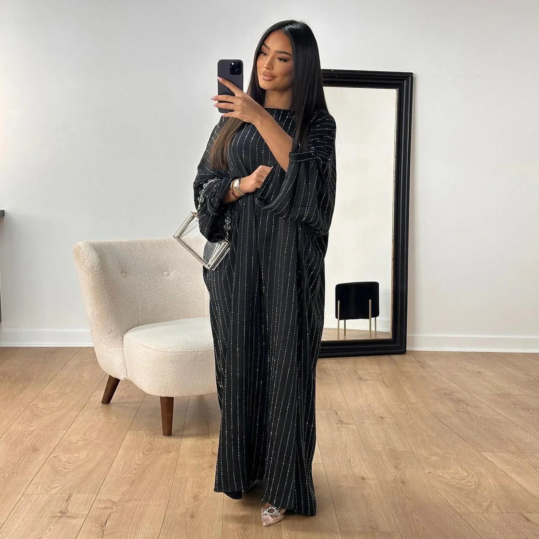 2025 Luxury Dubai Abaya Dress for Muslim Women Ramadan Eid Saudi Arabia Party Jalabiya Clothing Islamic Turkey Modest Long Robe 3