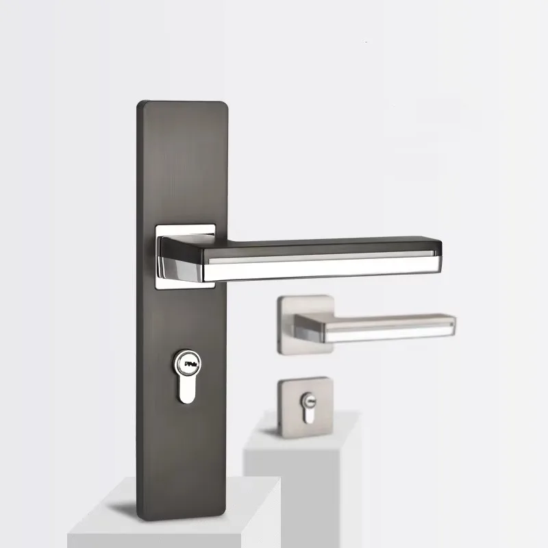 LED Light Interior Door Locks Handle Zinc Alloy Rosette and Plate Door Lever Set Wood Passage Lock For Bedroom led door lock set